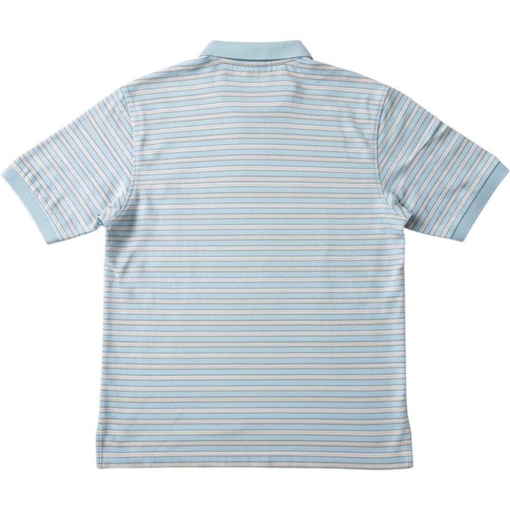 Alan Flusser Golf Polo Shirt Mens Medium Blue Striped Double Mercerized Cotton - Picture 2 of 9